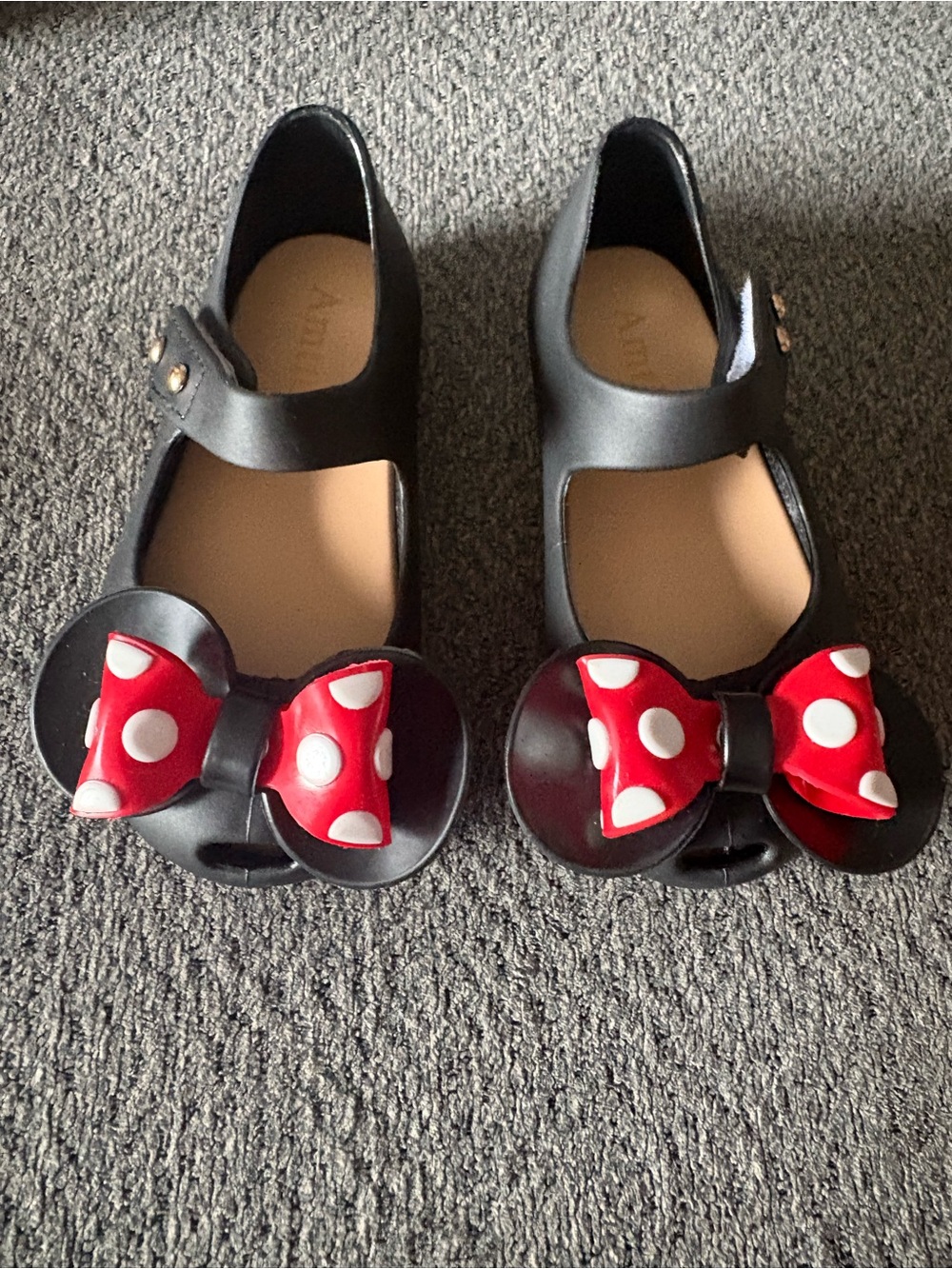 Kids Black Mary Jane Shoes with Red Polka Dot Bow